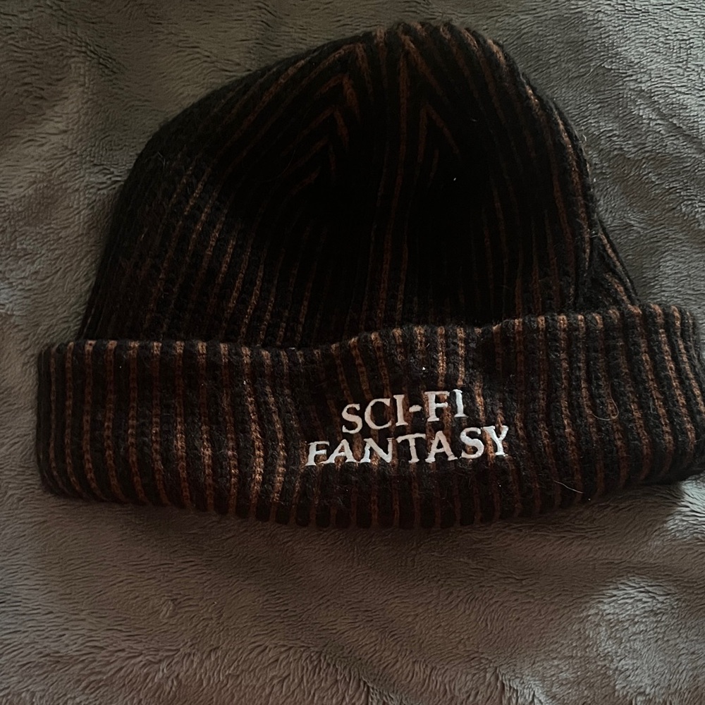 Striped Black and Brown Beanie